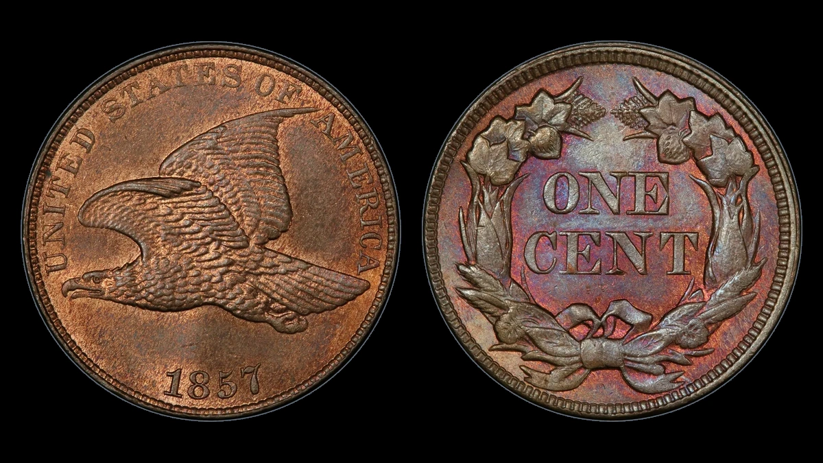 1857 Flying Eagle Cent: Repunched Date