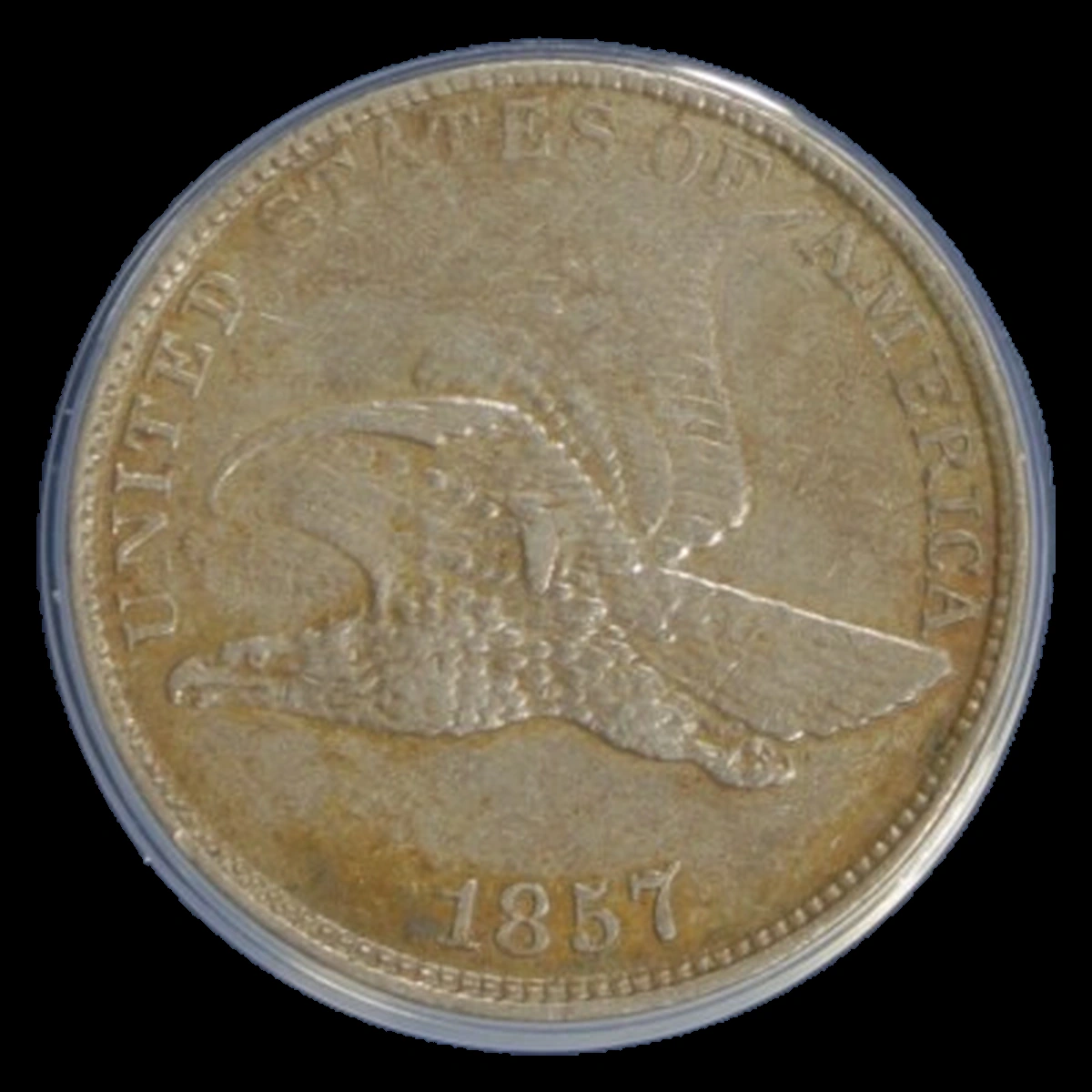 1857 Flying Eagle Cent: Die Break