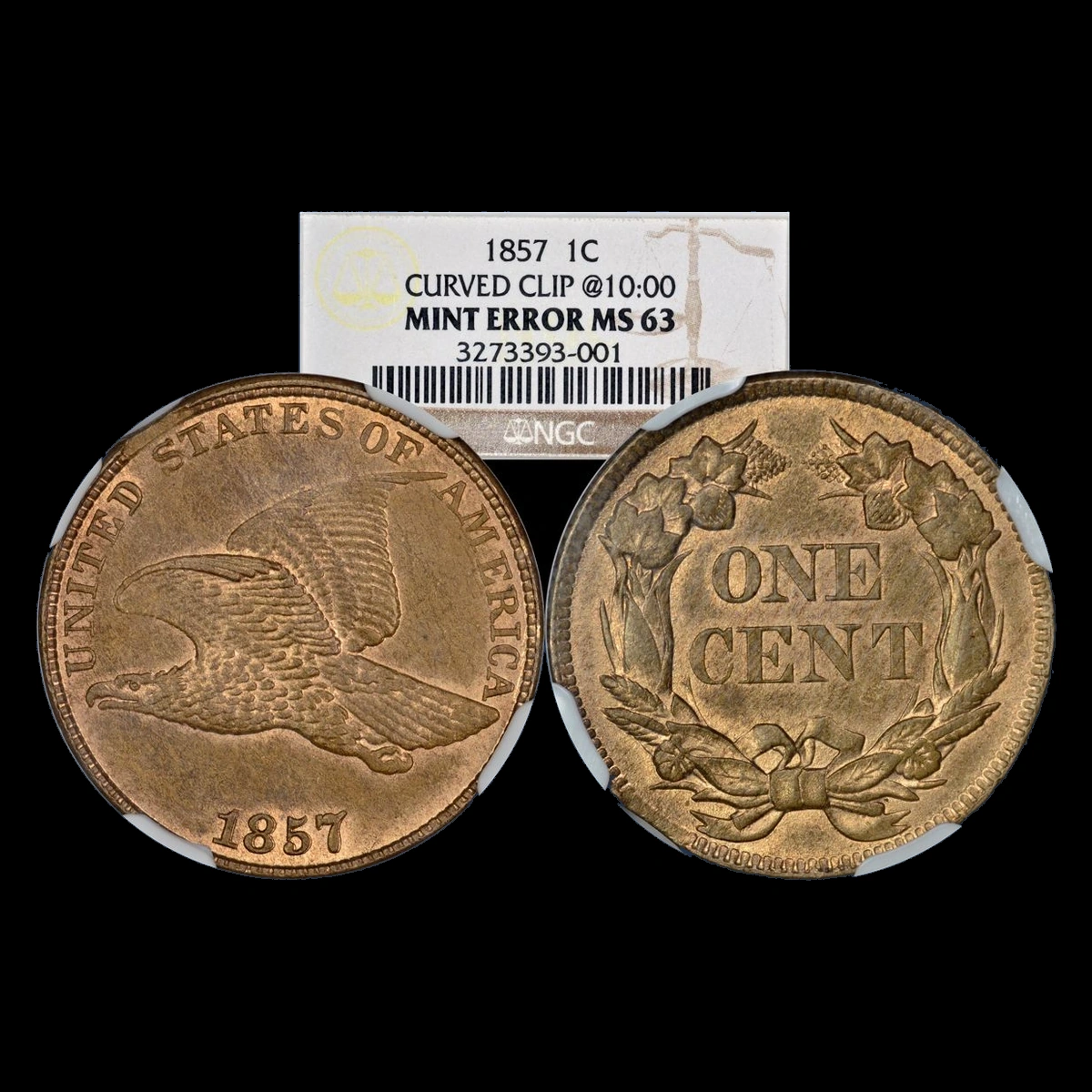 1857 Flying Eagle Cent: Clipped Planchet