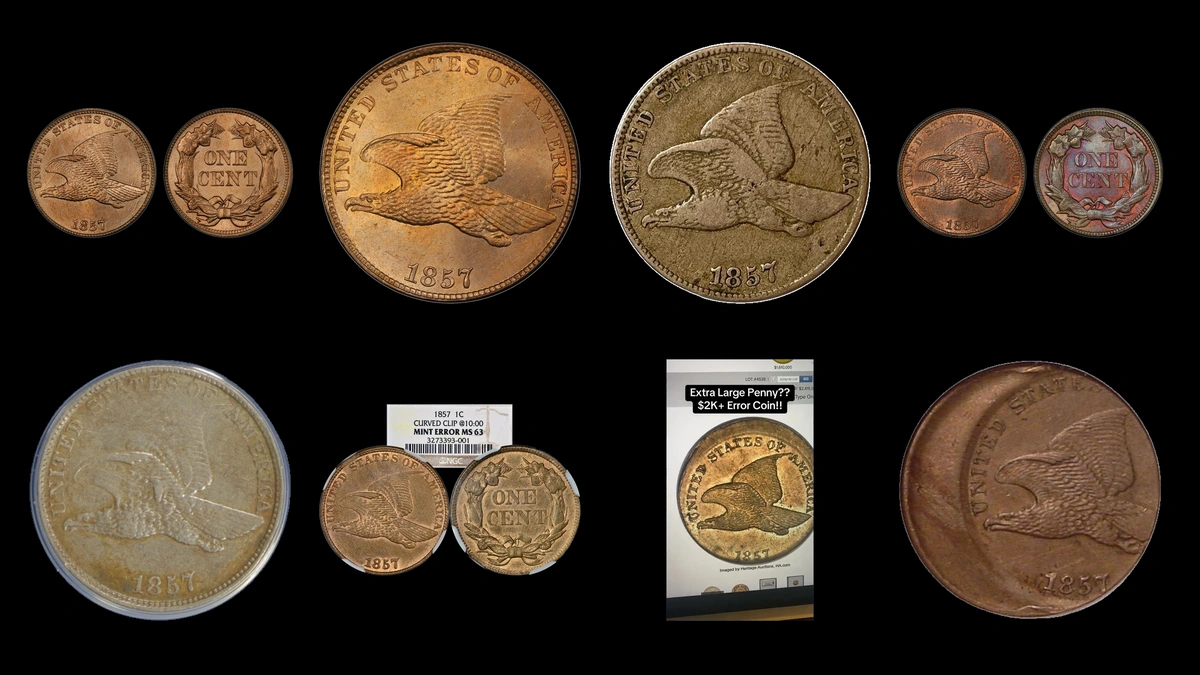 1857 Flying Eagle Penny Errors — error coin photographs