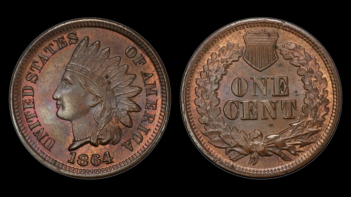 1864 Indian Head Penny: Repunched Date
