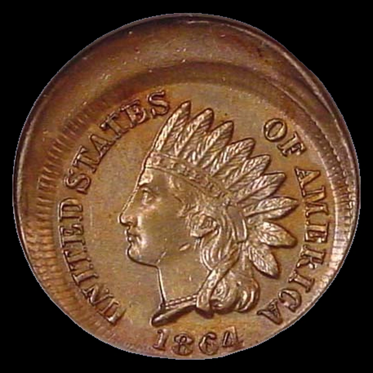 1864 Indian Head Penny: Off-Center Strike