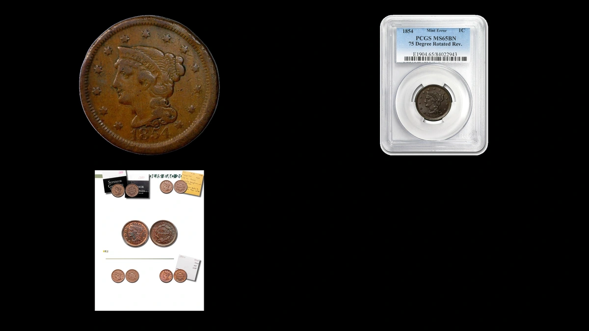 1854 Penny Errors — error coin photographs
