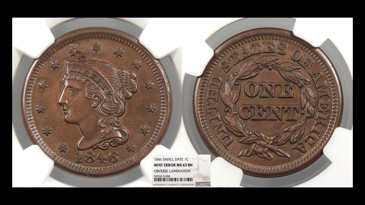 1846 Braided Hair Cent: Lamination / Split Planchet