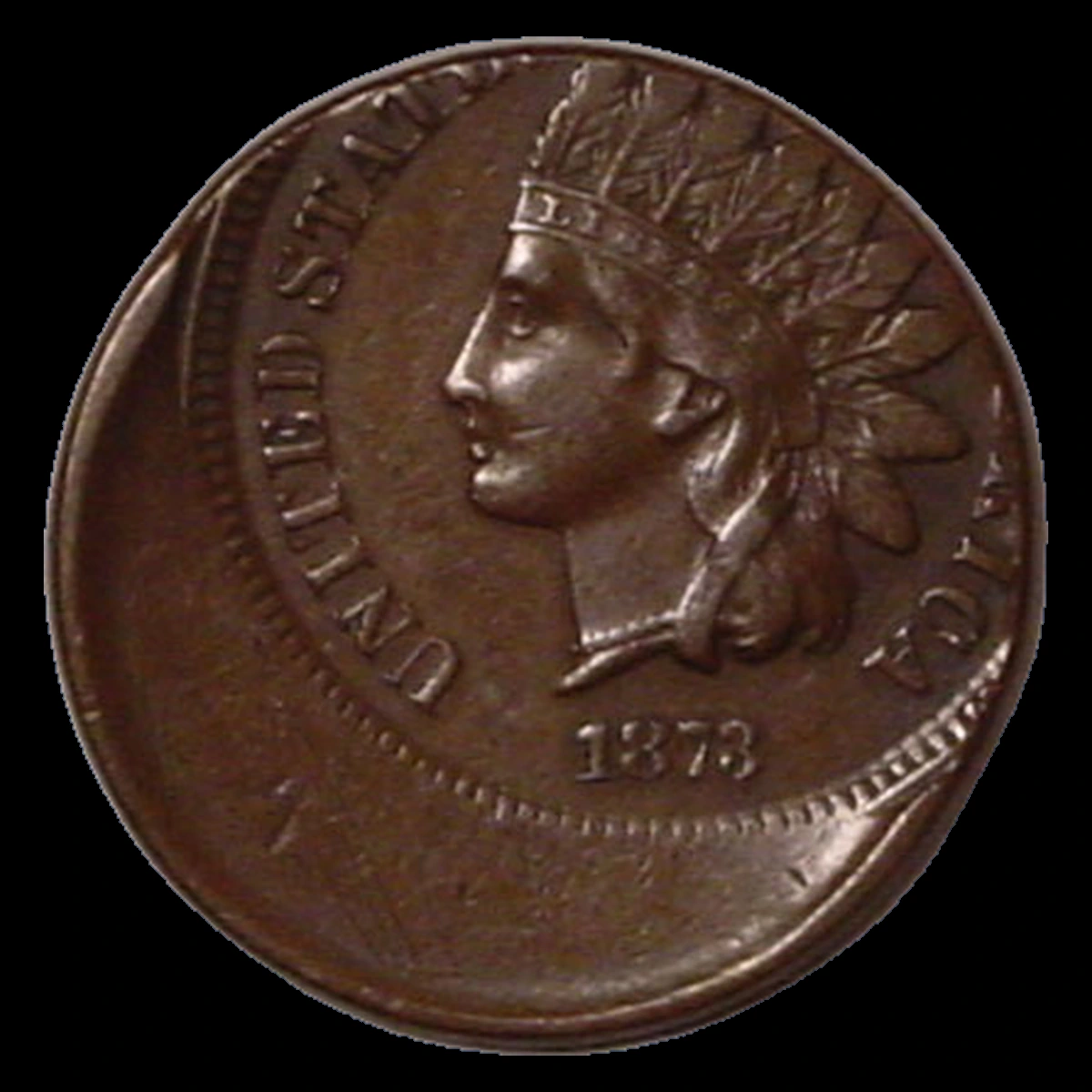 1873 Indian Cent: Off Center Strike