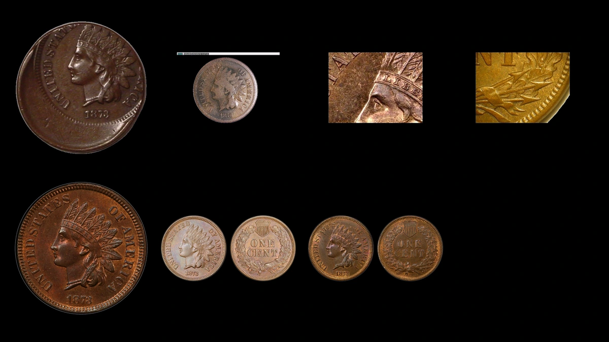 1873 Penny Errors — error coin photographs