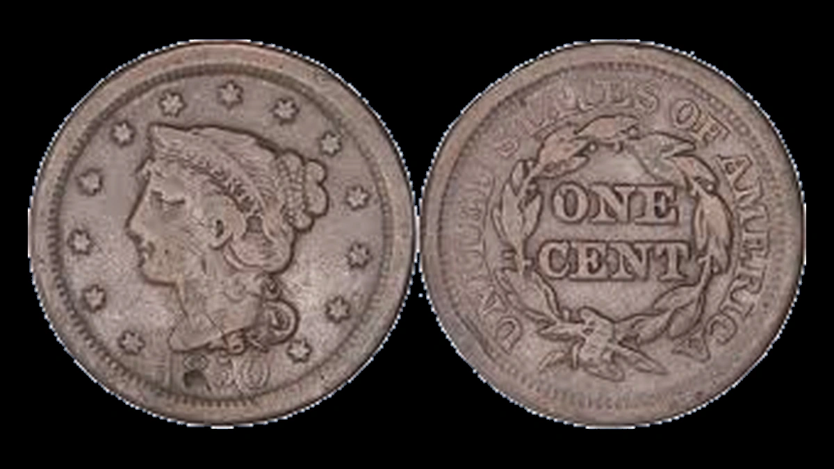 1850 Braided Hair Cent: Die Crack
