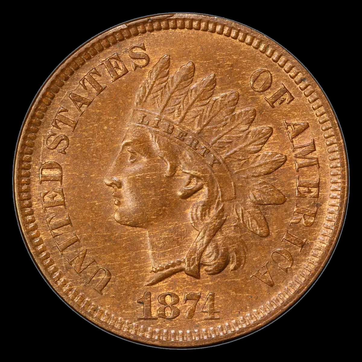 1874 Indian Head Penny: Doubled Die Obverse