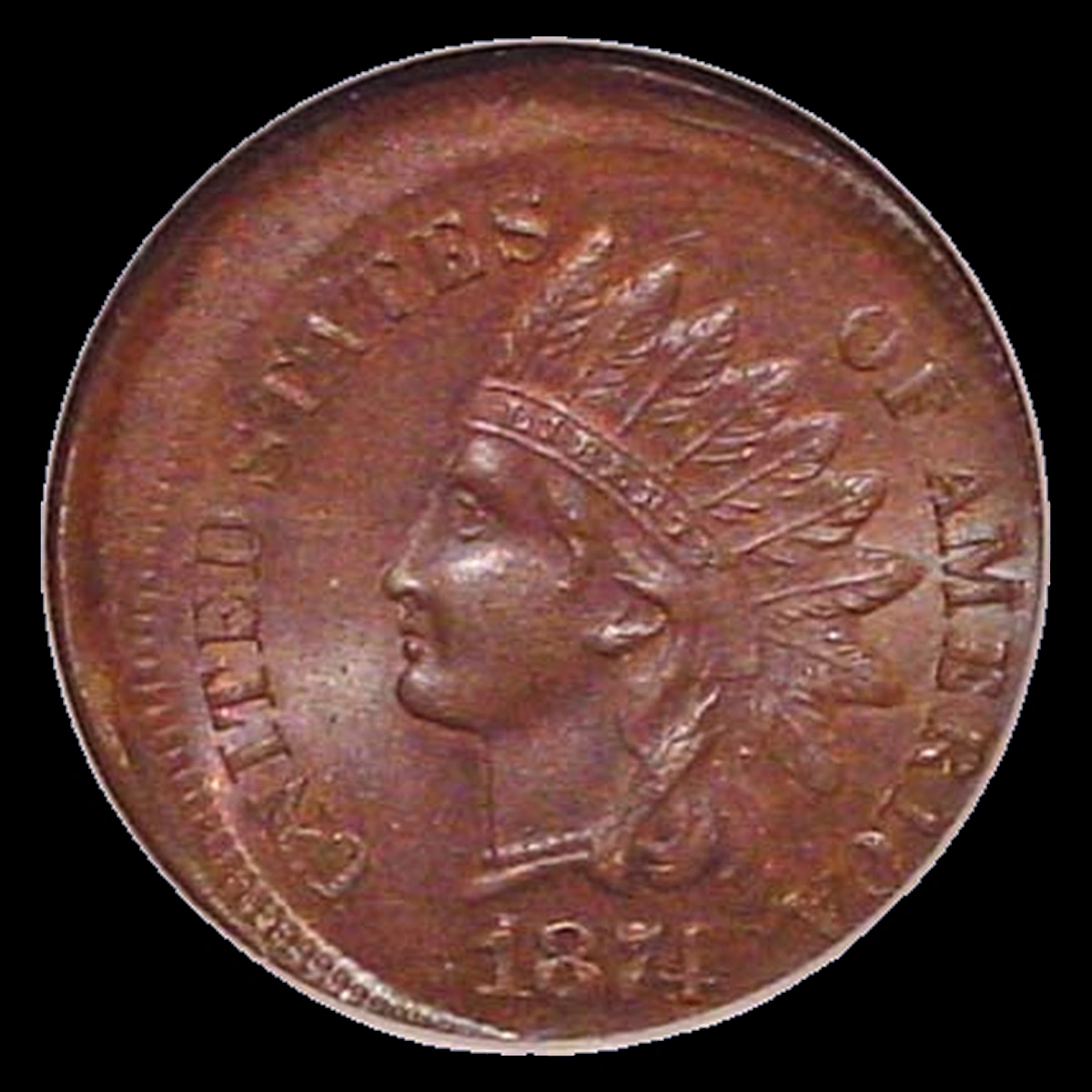 1874 Indian Cent: Off Center Strike