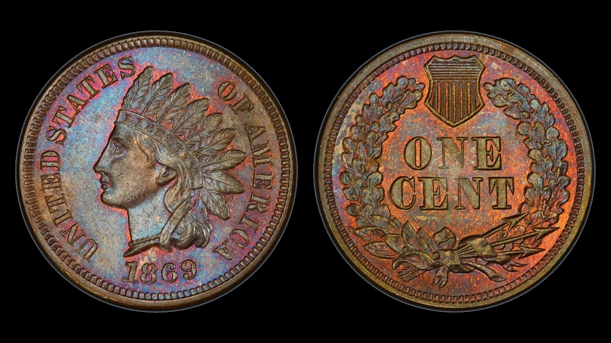1869 Indian Head Penny: Repunched Date