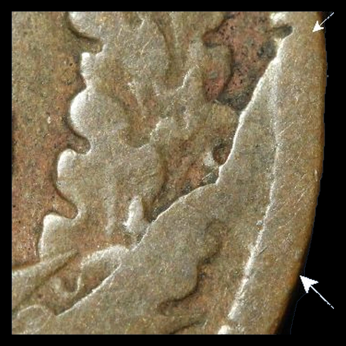 1869 Indian Head Penny: Die Break / Cud