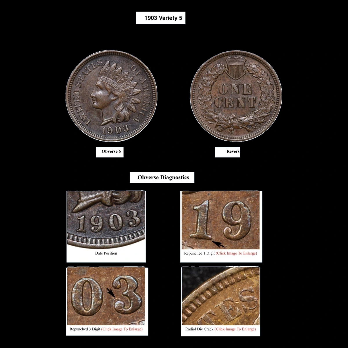 1903 Indian Head Penny: Repunched Date