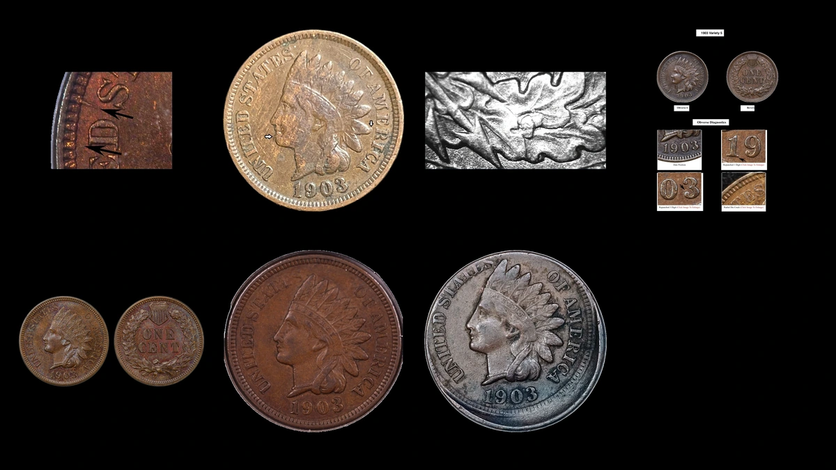 1903 Penny Errors — error coin photographs