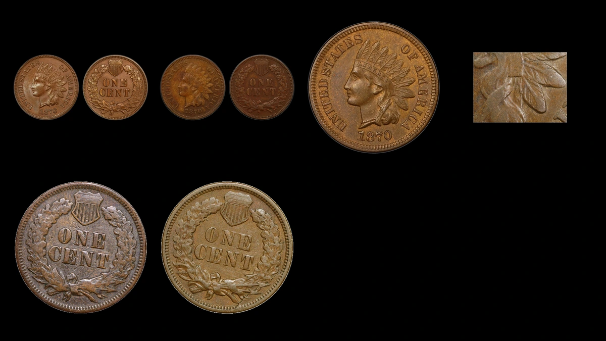 1870 Penny Errors — error coin photographs