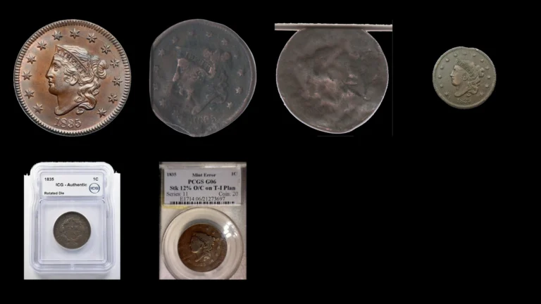 1835 Penny Errors — error coin photographs