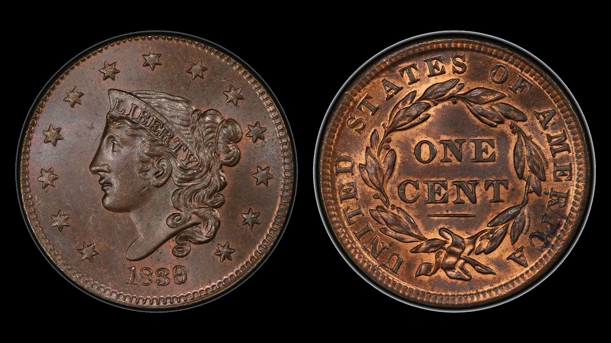 1839 Coronet Head Cent: Overdate
