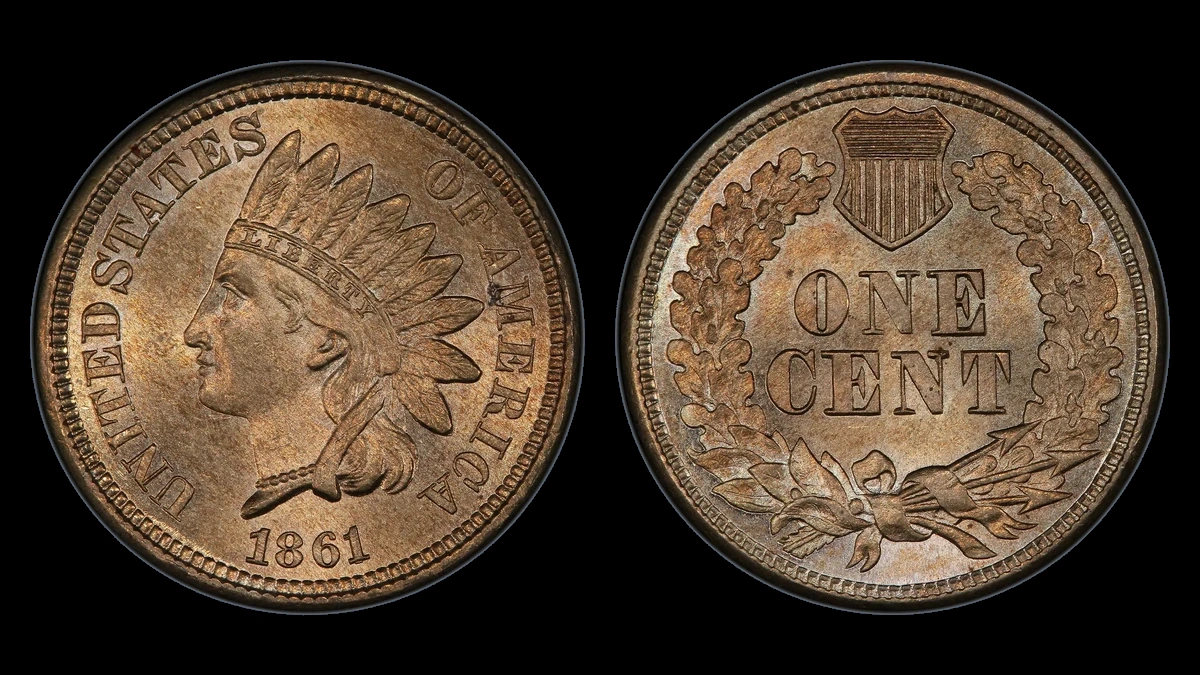 1861 Indian Head Penny: Repunched Date