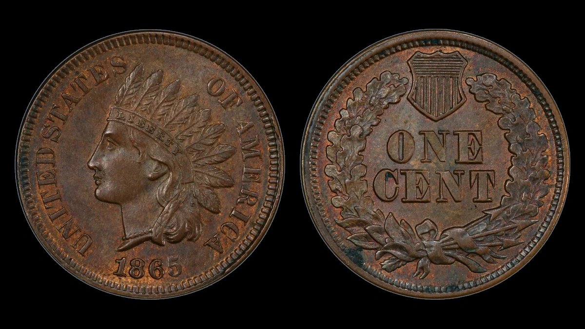 1865 Indian Head Penny: Repunched Date