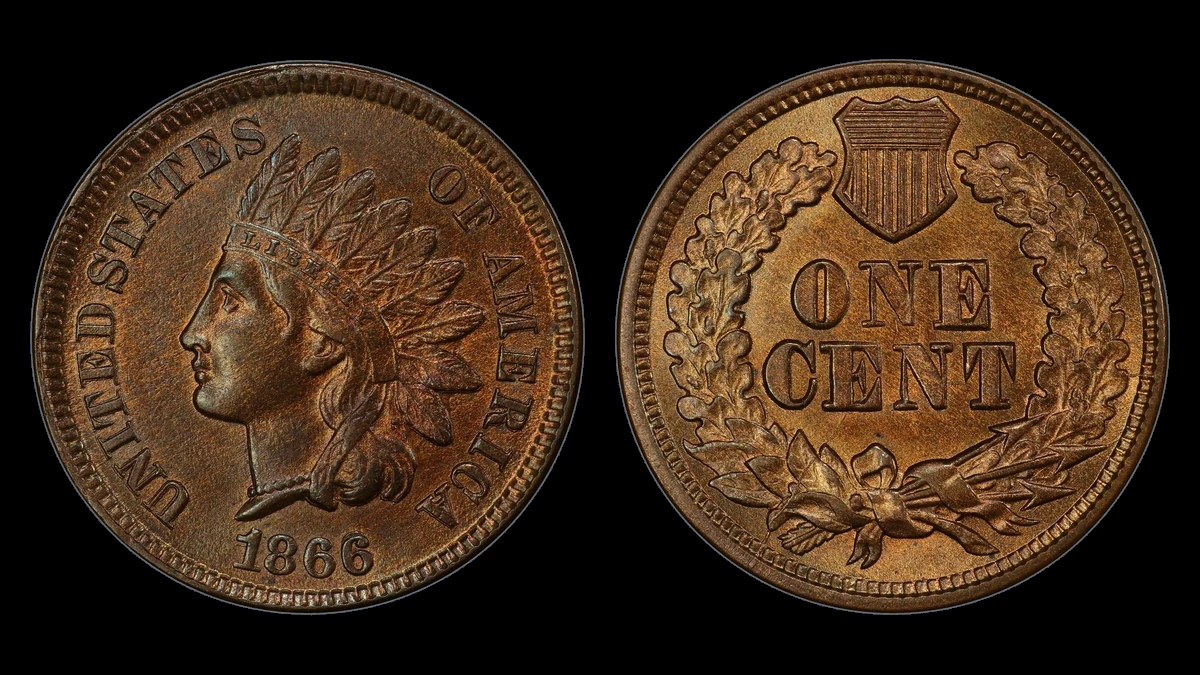 1866 Indian Head Penny: Repunched Date