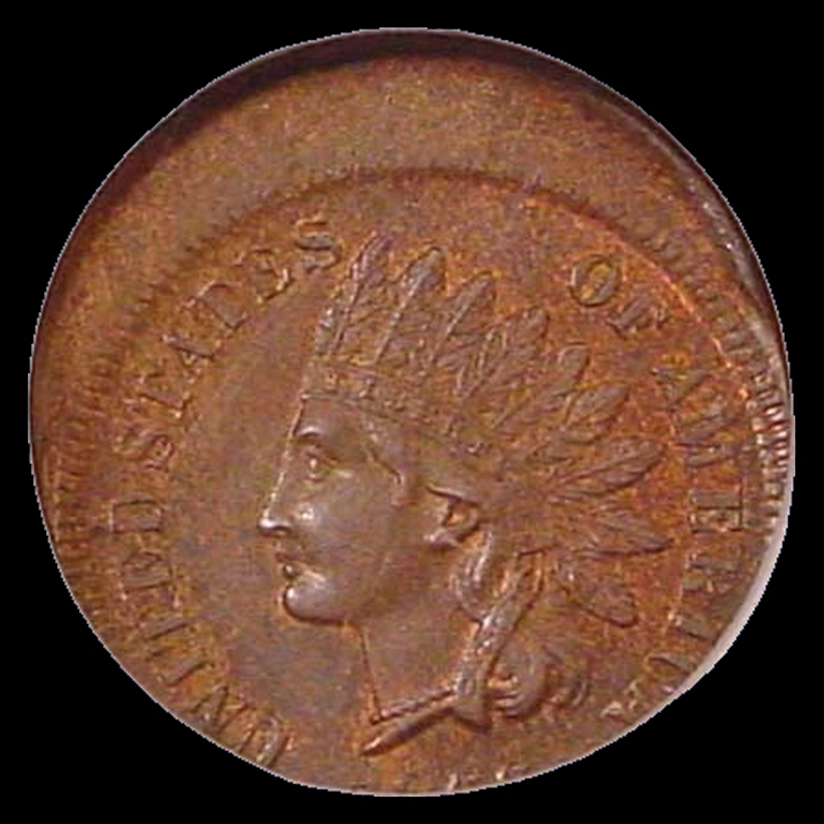 1866 Indian Cent: off-center strike