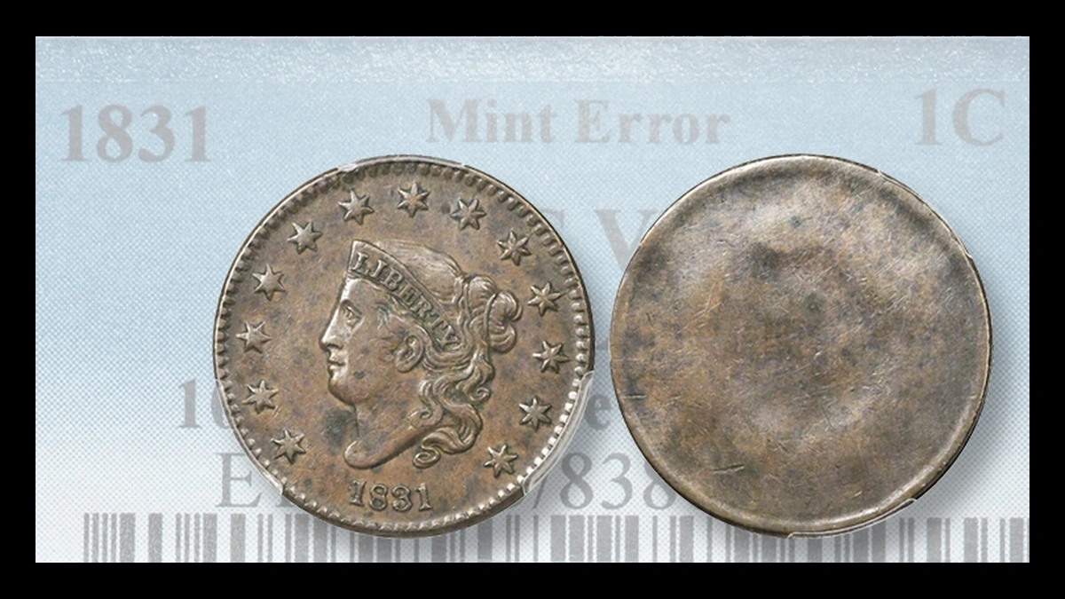 1831 Coronet Head Cent: Uniface Strike
