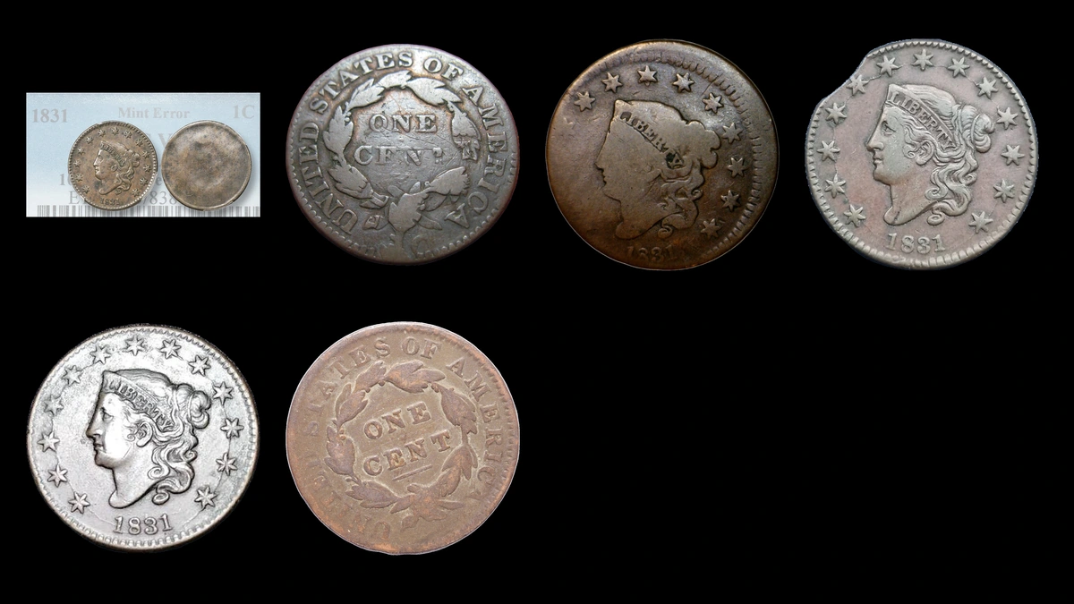 1831 Penny Errors — error coin photographs