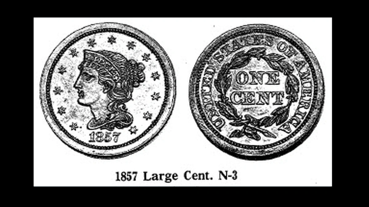 1857 Braided Hair Penny Errors — error coin photographs