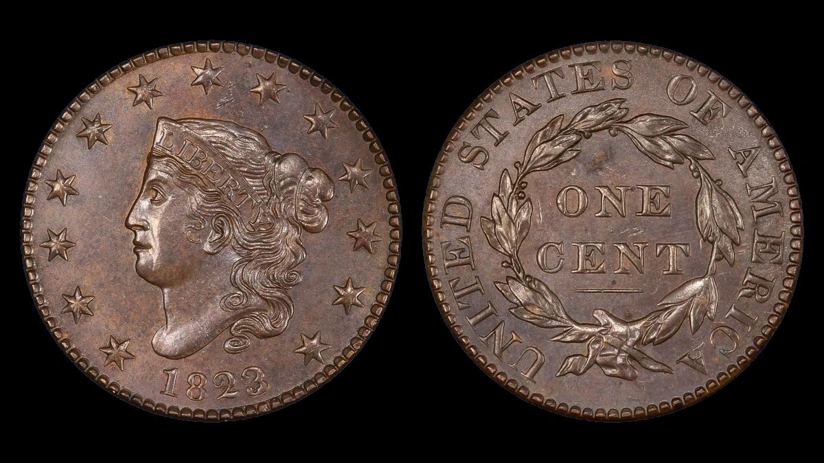 1823 Coronet Head Cent: Overdate