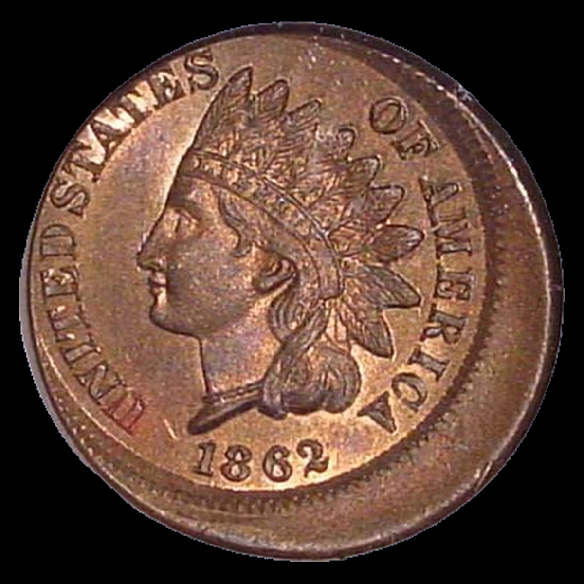 1862 Indian Cent: Off Center Strike