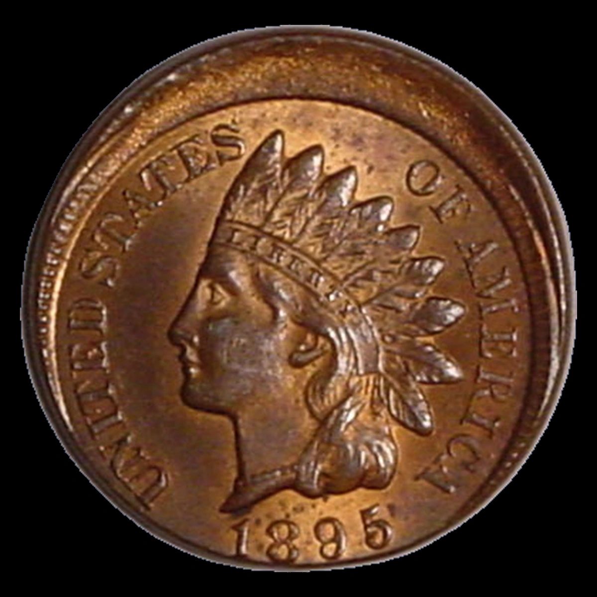 1895 Indian Cent: off-center strike