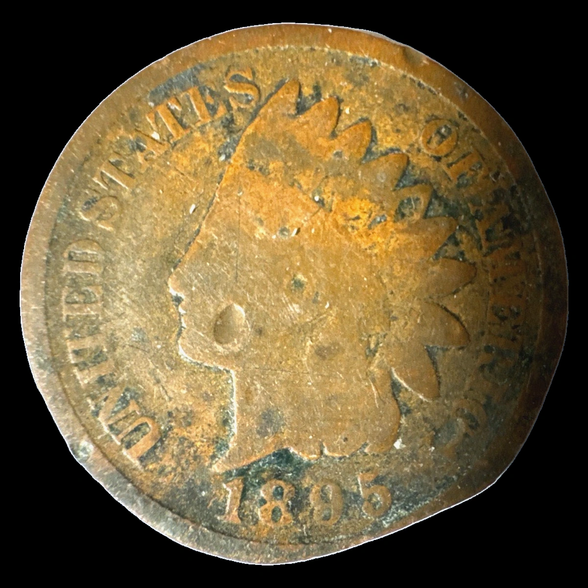 1895 Indian Cent: Clipped Planchet