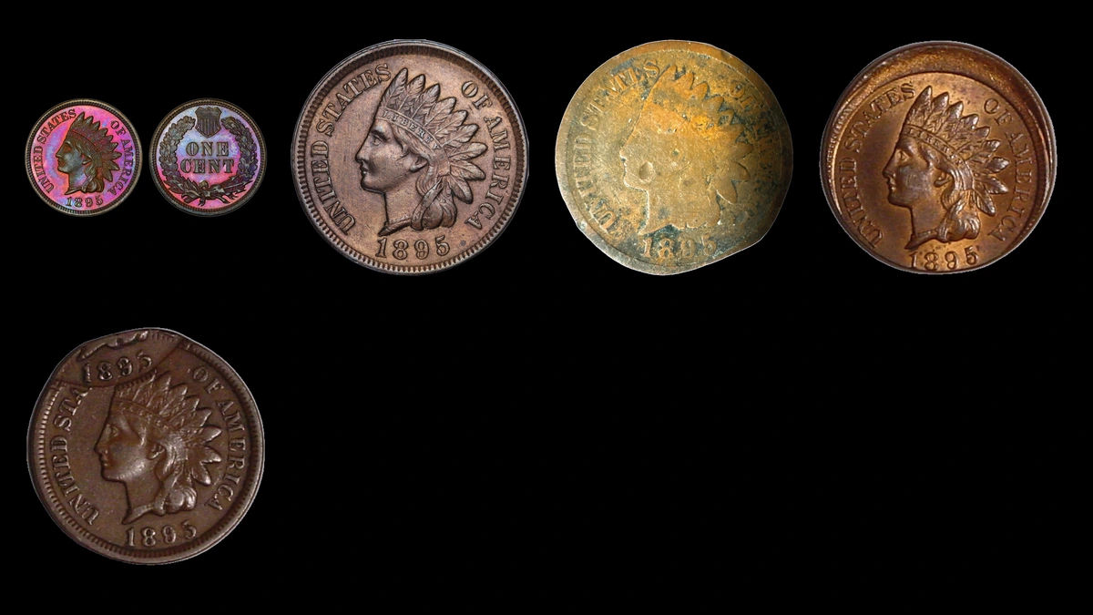 1895 Penny Errors — error coin photographs
