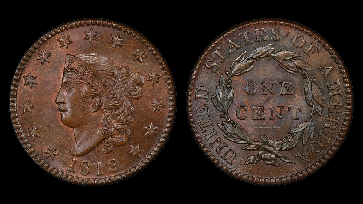 1819 Coronet Head Cent: Overdate