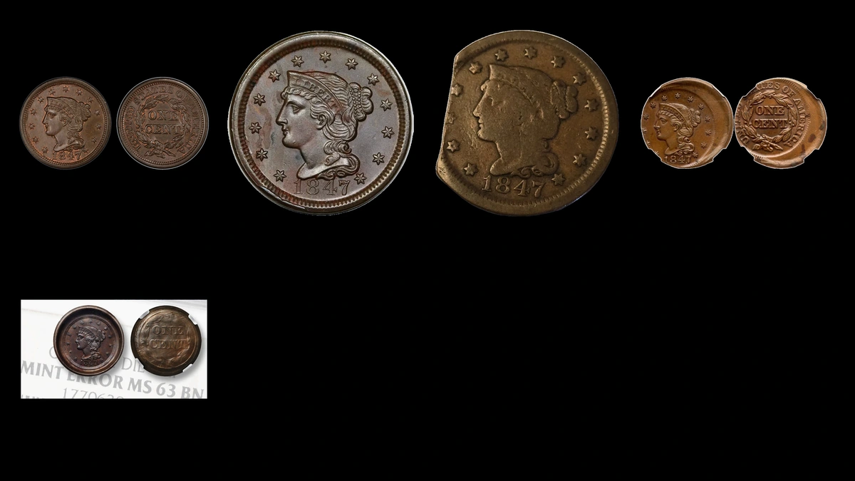 1847 Penny Errors — error coin photographs