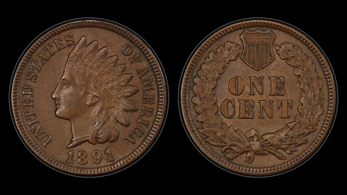 1891 Indian Head Penny: Repunched Date