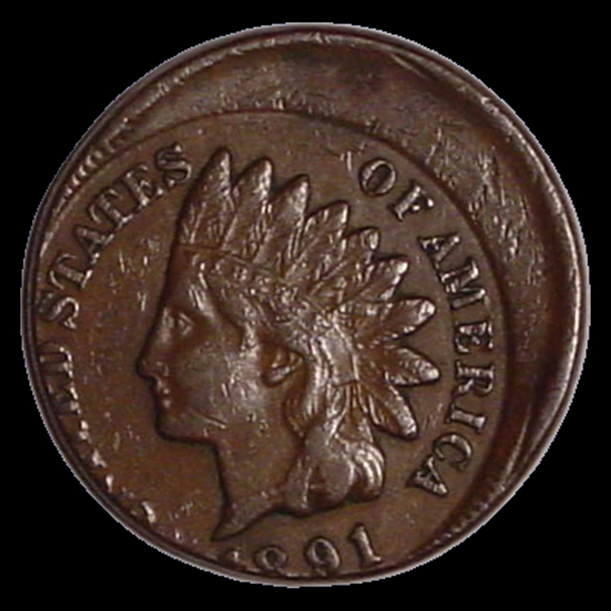1891 Indian Cent: Off Center Strike