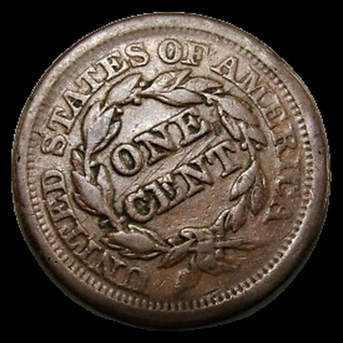 1851 Braided Hair Cent: Lamination / Split Planchet