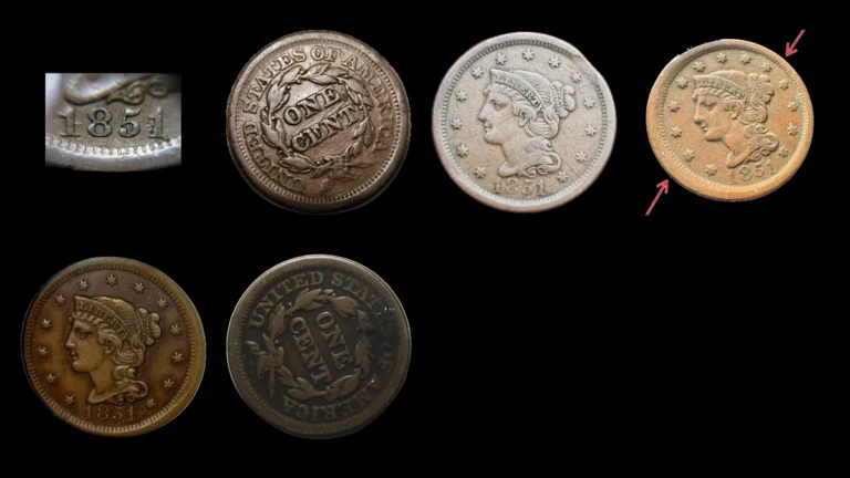 1851 Penny Errors — error coin photographs
