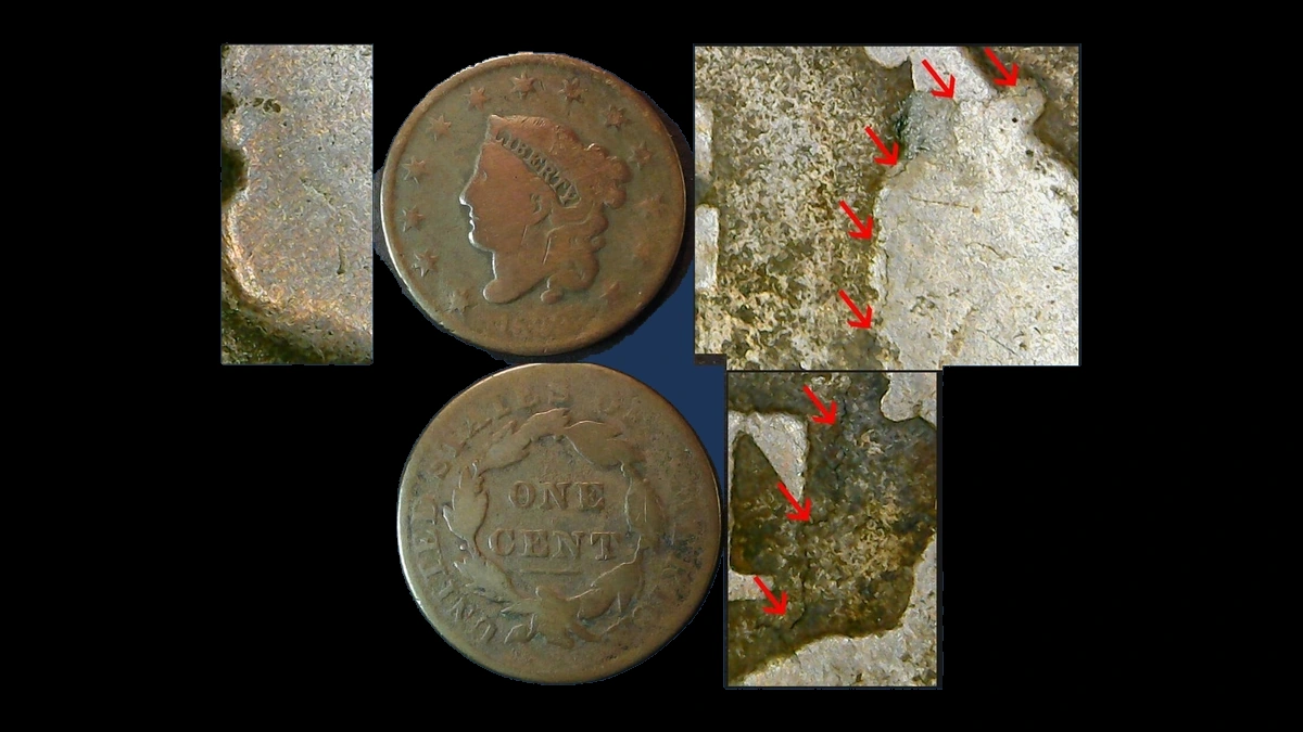 1832 Coronet Head Cent: Lamination / Split Planchet