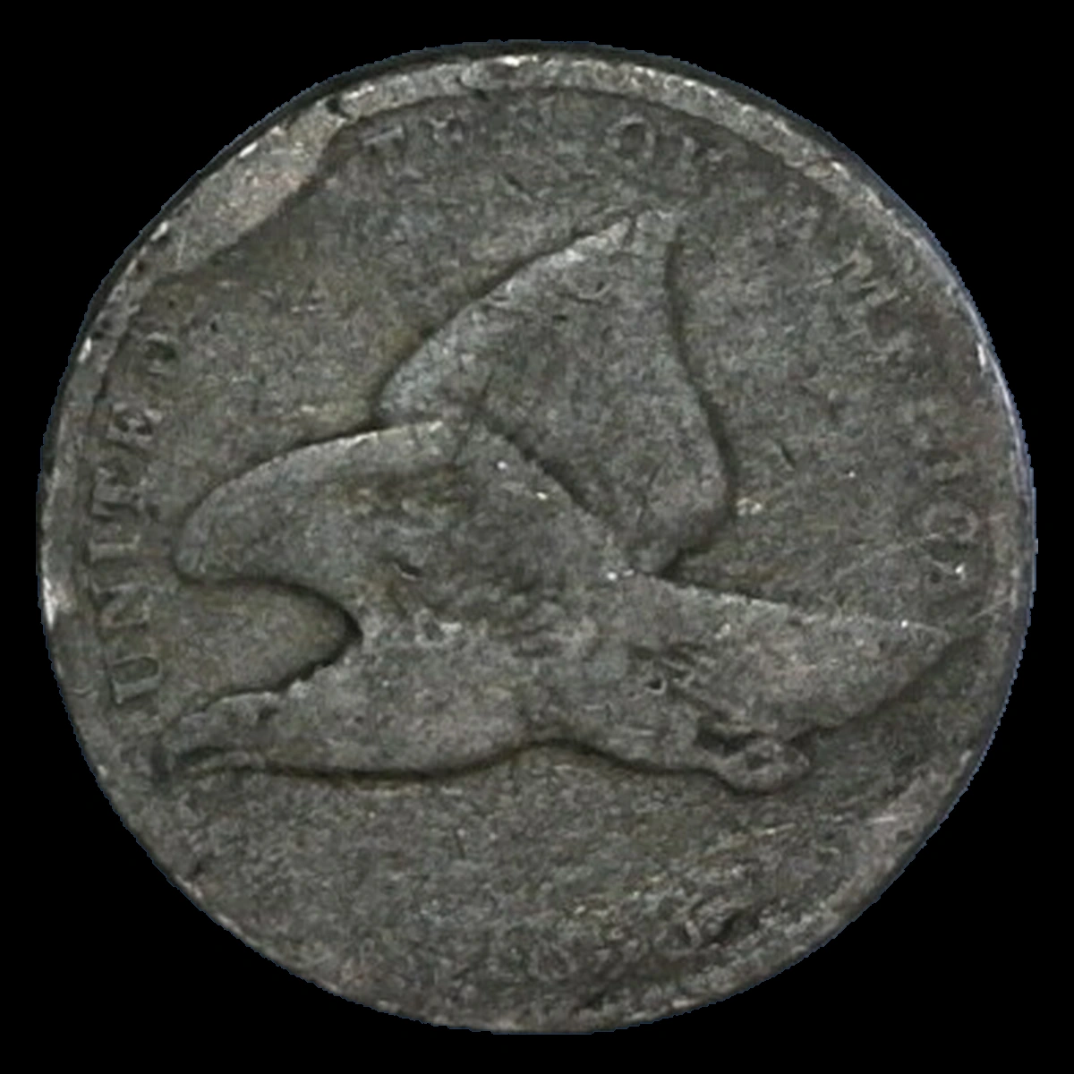 1858 Flying Eagle Cent: Die Break