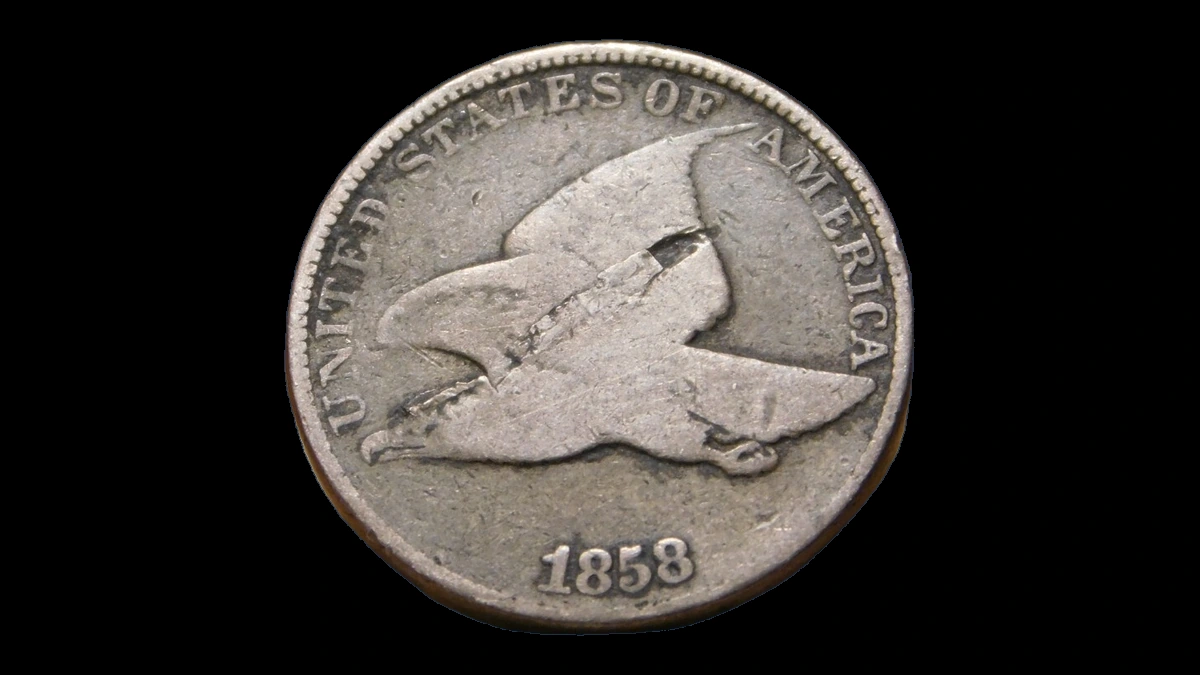 1858 Flying Eagle Cent: Lamination / Split Planchet