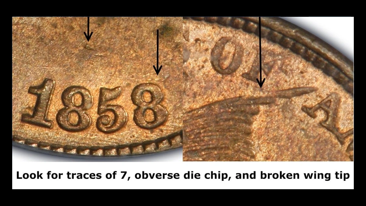 1858 Flying Eagle Cent: Overdate