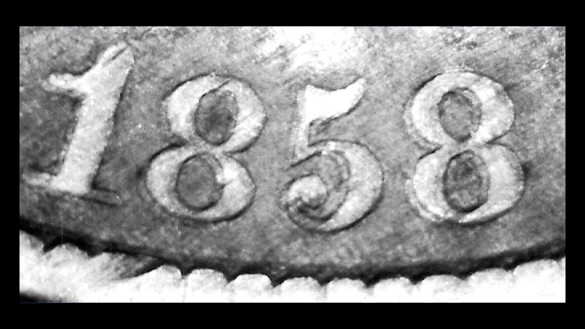 1858 Flying Eagle Cent: Repunched Date