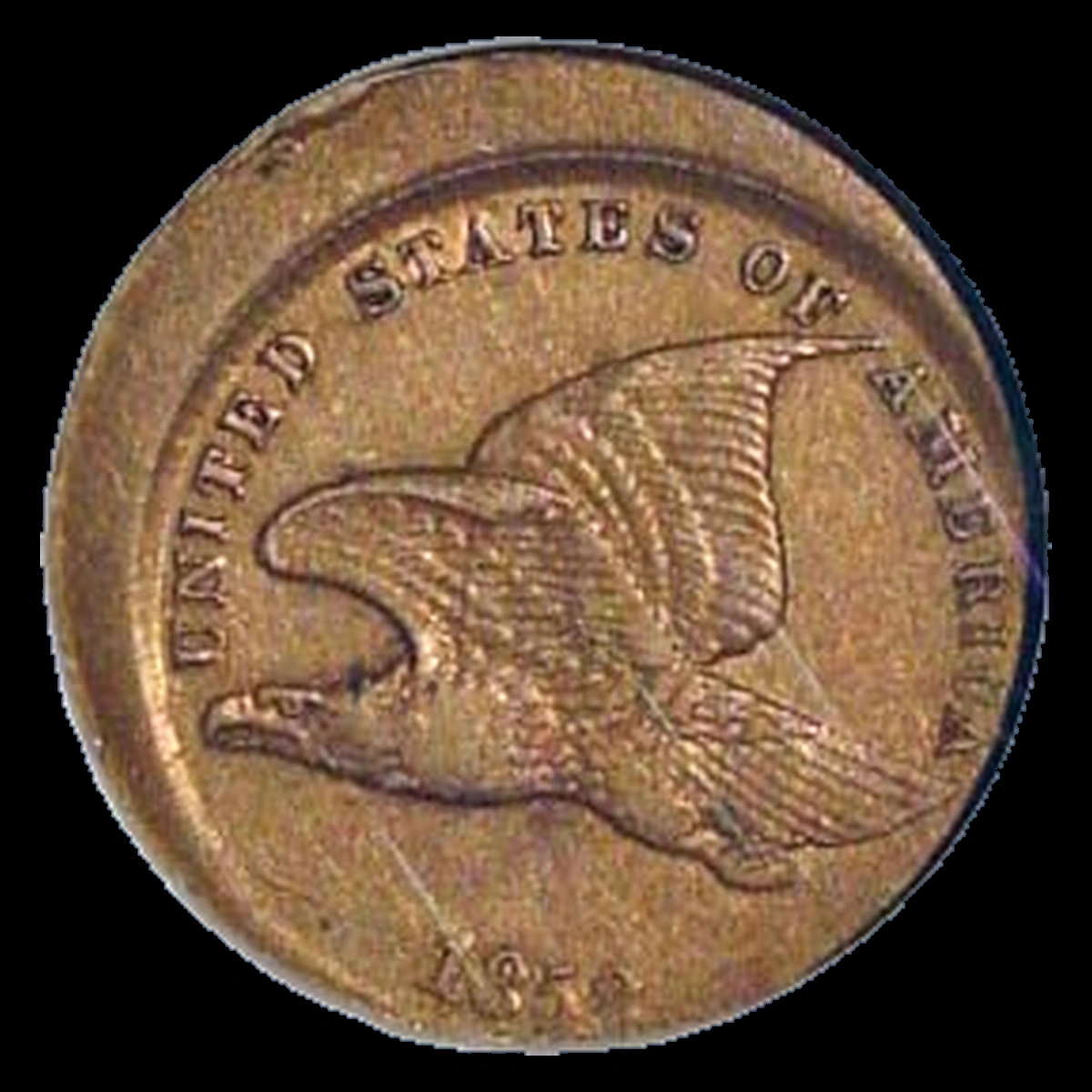 1858 Flying Eagle Cent: Off-Center Strike