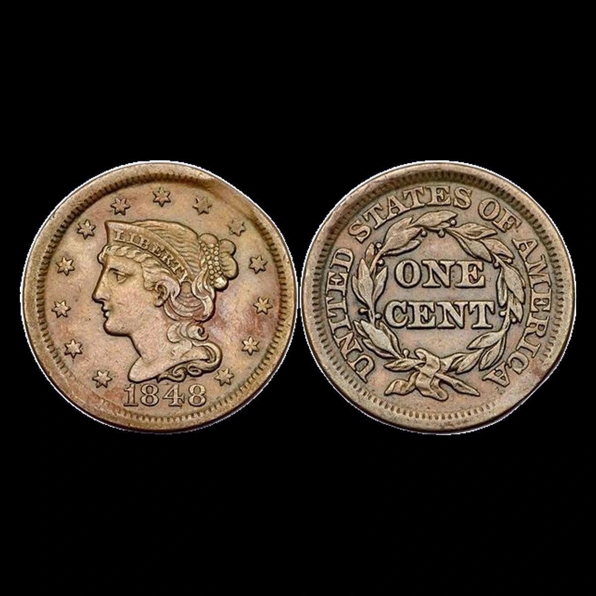 1848 Braided Hair Cent: Clipped Planchet