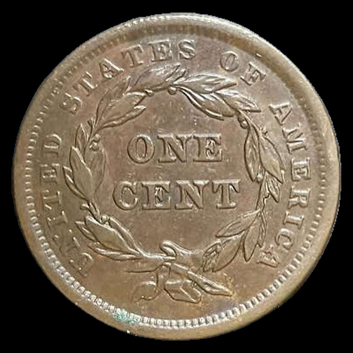1843 Braided Hair Cent: Repunched Date