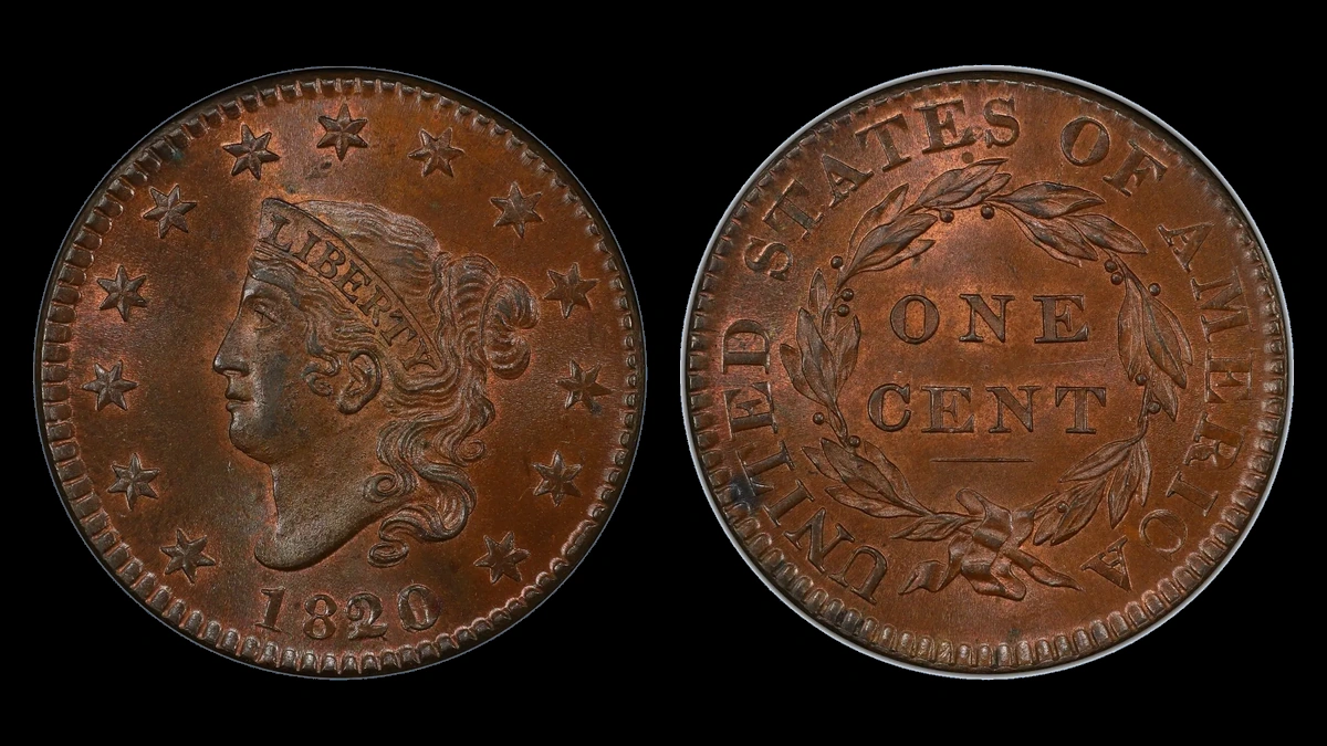 1820 Coronet Head Cent: Overdate