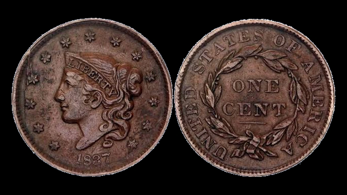 1837 Coronet Head Cent: Die Crack