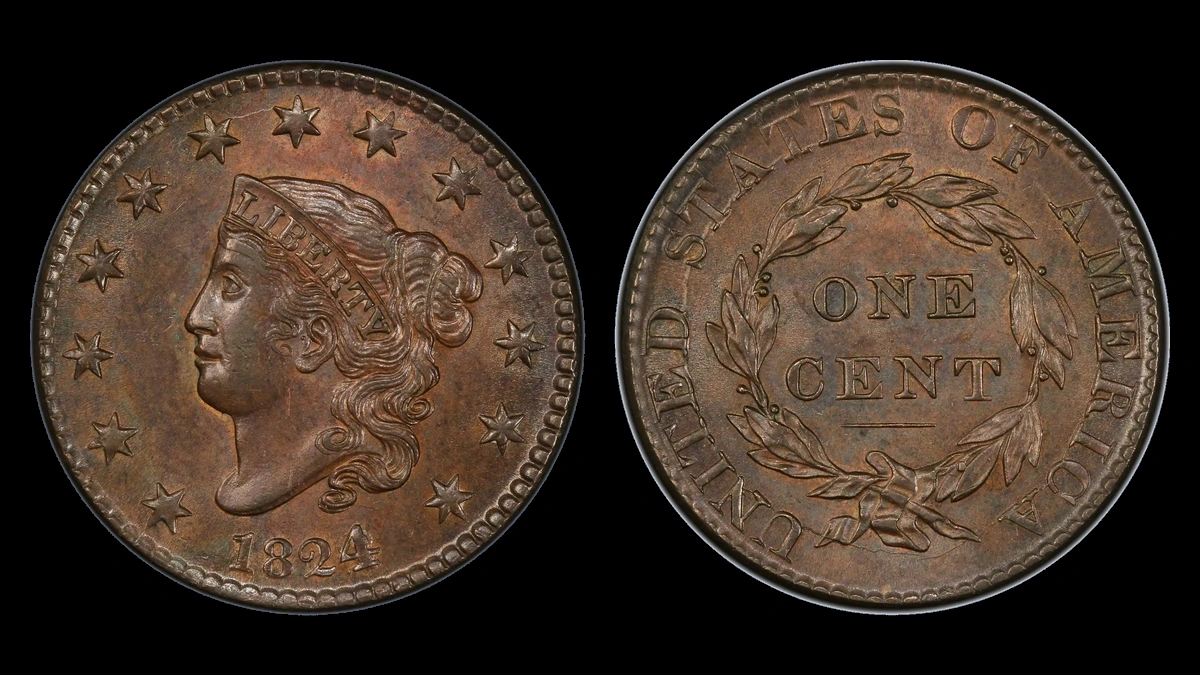 1824 Coronet Head Cent: Overdate