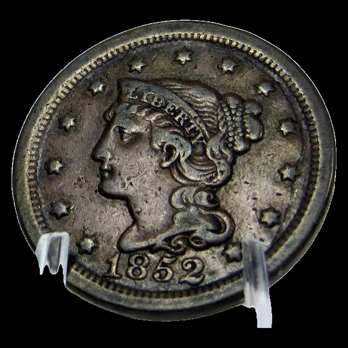 1852 Braided Hair Cent: Die Crack